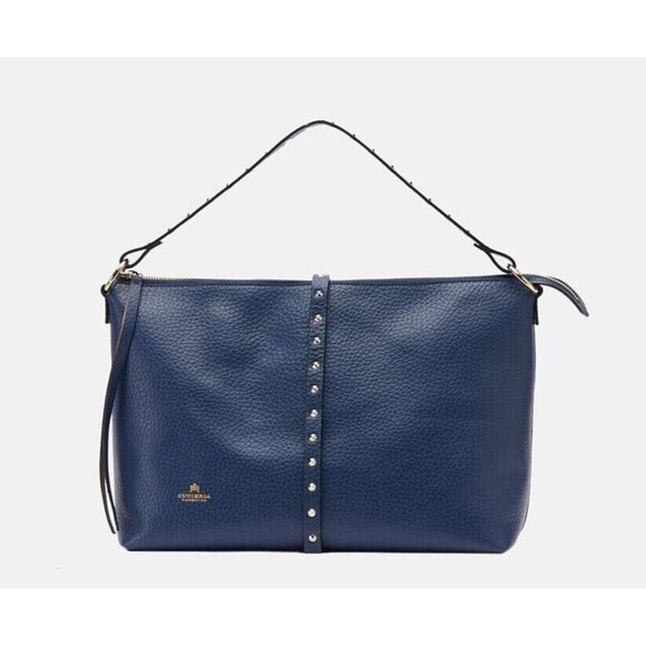 Cuoieria Fiorentina AVIO Blue Leather Croosbody Tote Bag Bordeaux Made In Italy